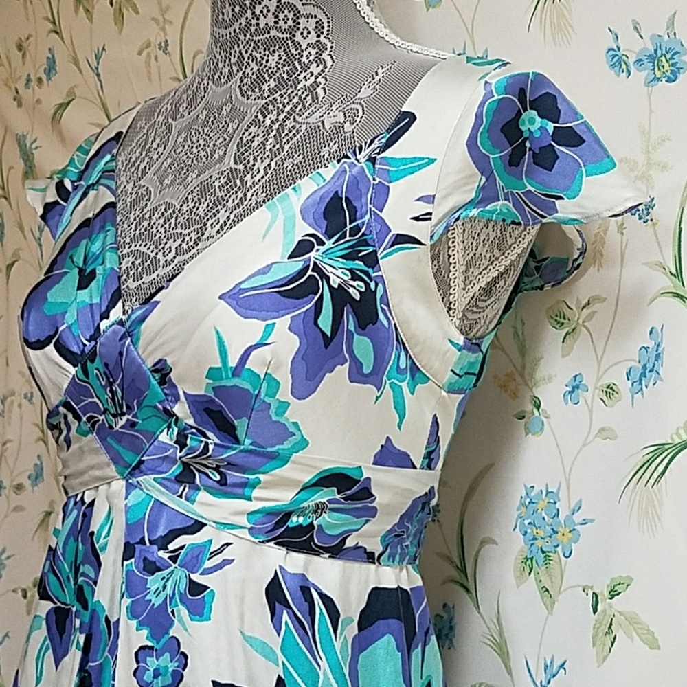 Guess Silk Summer Lily Dress🌸EUC Teal&Lilac